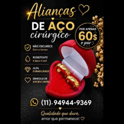 💥A partir de R$60 - Alianças de aço cirúrgicos. Qualidade duradoura..