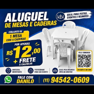 📌 Locação de mesas e cadeiras para festas e reuniões. Chame no zap!..