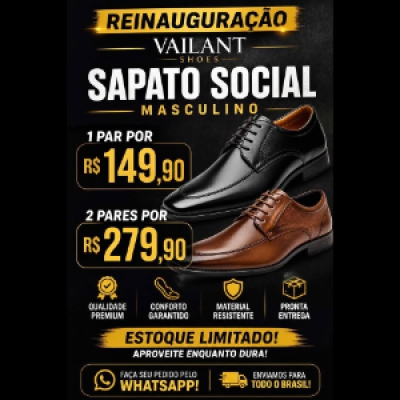 👞Sapato social masculino com estilo, conforto e acabamento de qualidade!