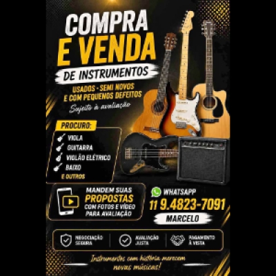 🎵 Compra e venda de instrumentos musicais Violas Caipira, Violão elétr