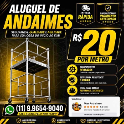 🔨 Aluguel de andaimes SP Capital. ✅ Modelos 1x1 e 1,5x1. Chame no ZAP.