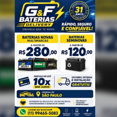 BATERIAS DELIVERY | ENTREGA EM SÃO PAULO. Chame no ZAP...............