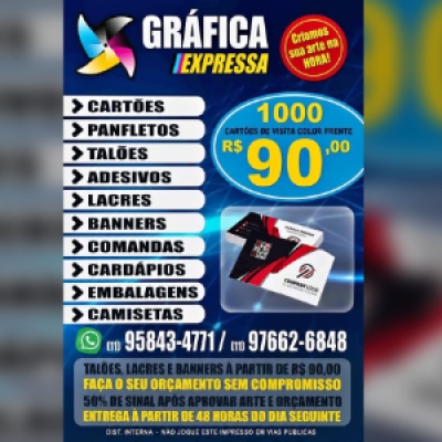 Gráfica expressa. Adesivos, Banners, Comandas, Embalagens. Chama no ZAP...