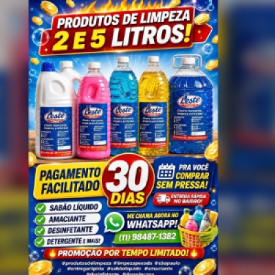 Produto para limpeza de 2 a 5 litros. Pagamento Facilitado. Chame no ZAP...