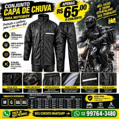 🌧️ CONJUNTO CAPA DE CHUVA PARA MOTOCICLISTA E MOTOBOY 🏍️.........
