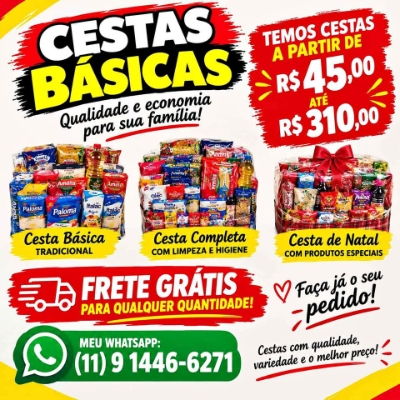 Cestas Básicas & Cestas de Natal. São 13 opções de Cestas Básicas.